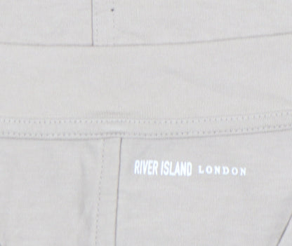 Womens UK Size 10 River Island Beige Basic T-Shirt