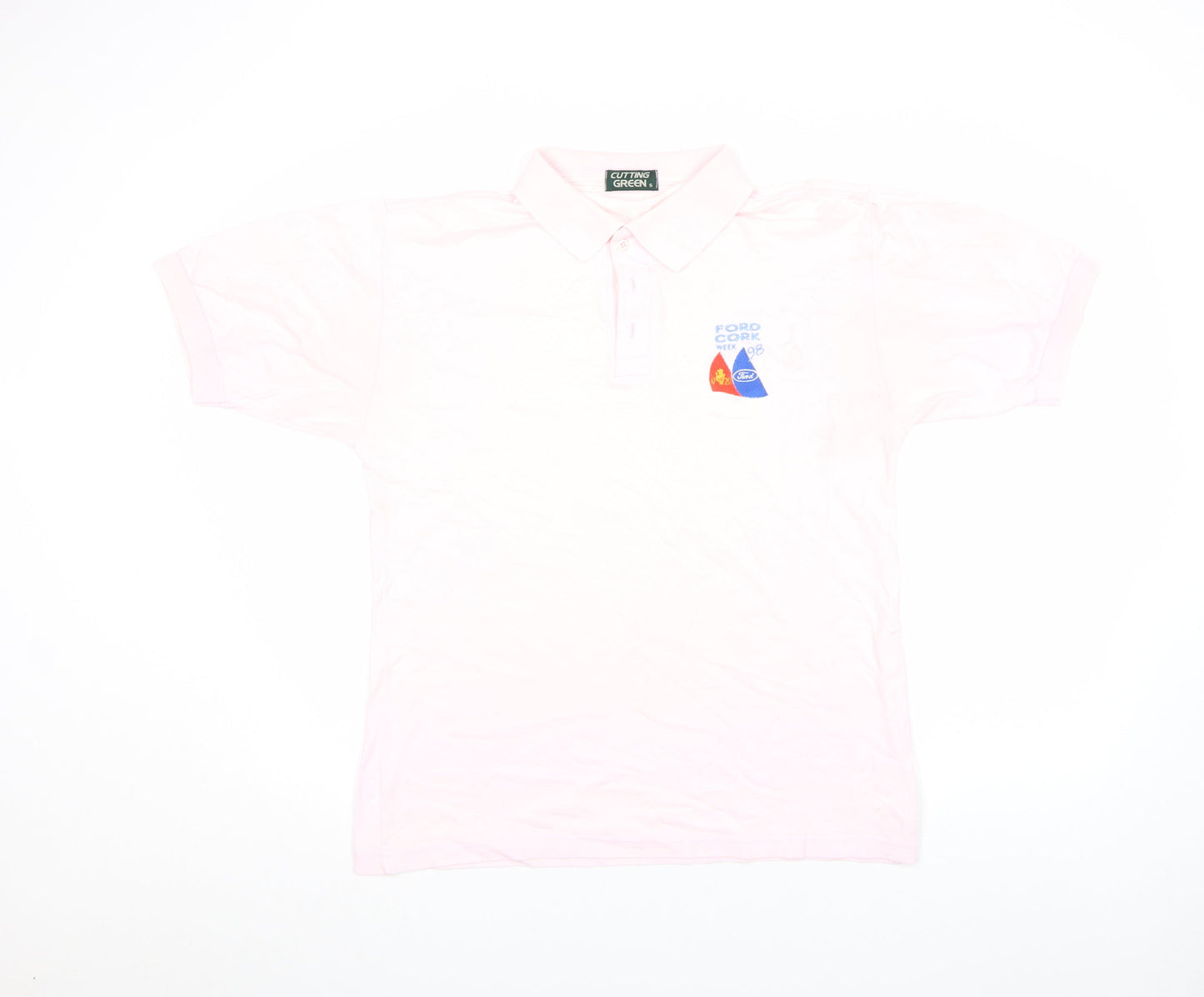Womens UK Size S Cutting Green Pink Basic Polo