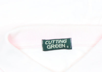 Womens UK Size S Cutting Green Pink Basic Polo
