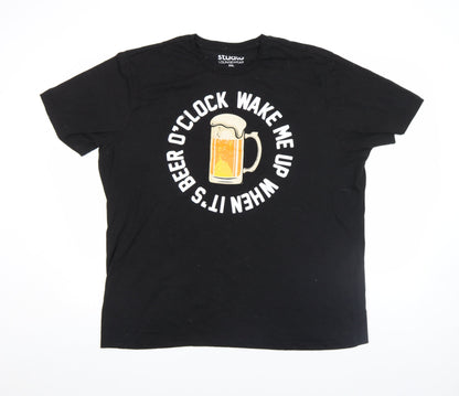 Studio Mens Black 2XL Beer Graphic Short Sleeve T-Shirt