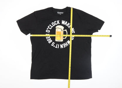 Studio Mens Black 2XL Beer Graphic Short Sleeve T-Shirt
