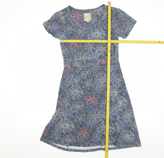 Mantaray Women’s Blue Floral A-Line Dress Size 8 Short Sleeve