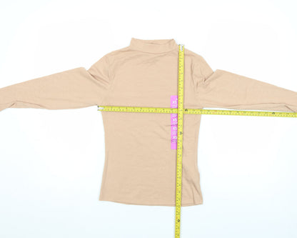 Primark Womens Beige XS Long Sleeve Roll Neck Basic Top