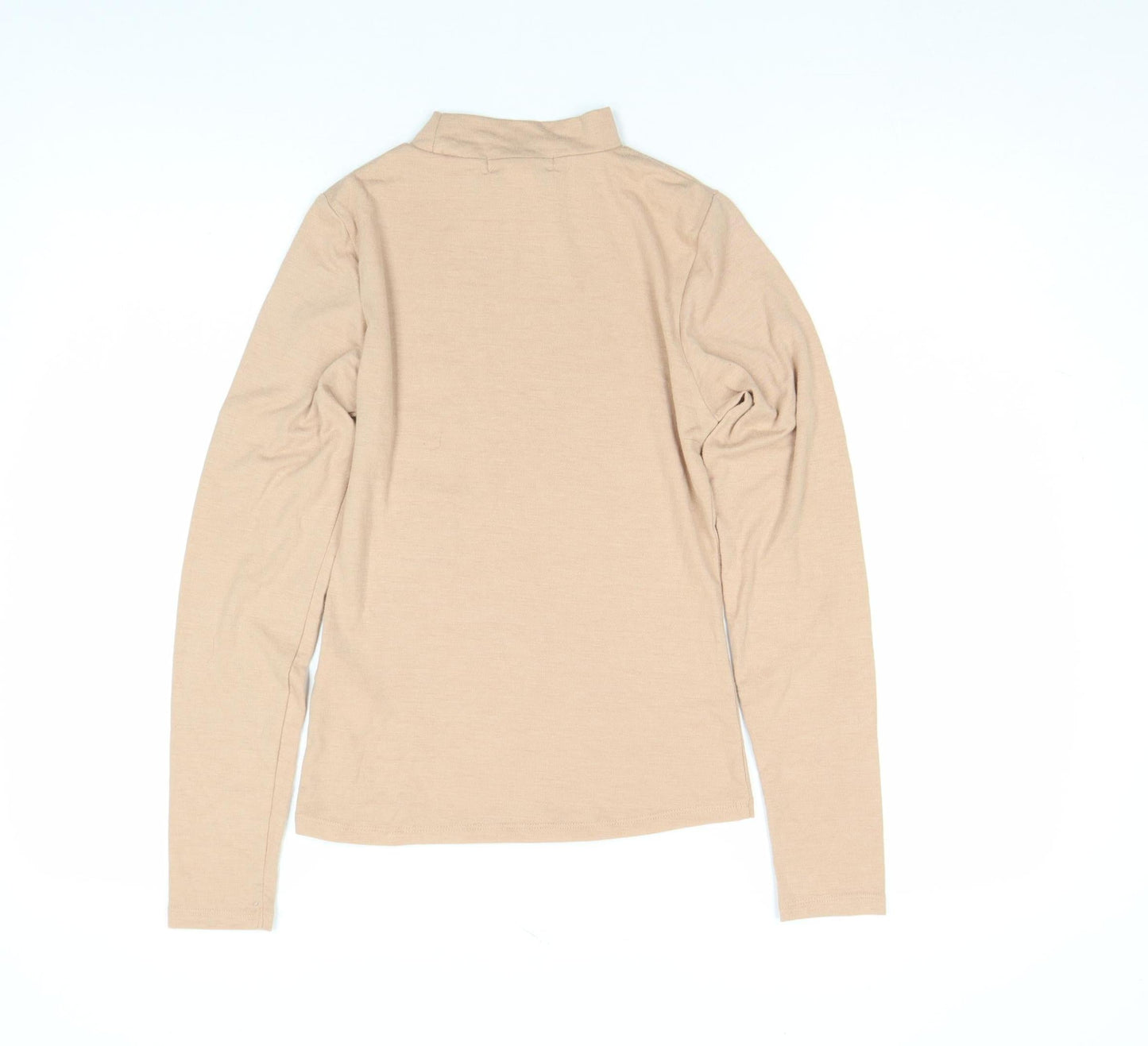 Primark Womens Beige XS Long Sleeve Roll Neck Basic Top