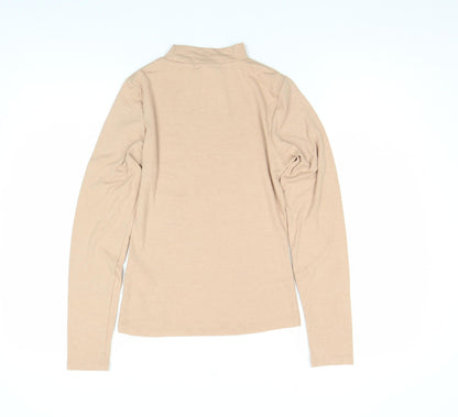 Primark Womens Beige XS Long Sleeve Roll Neck Basic Top