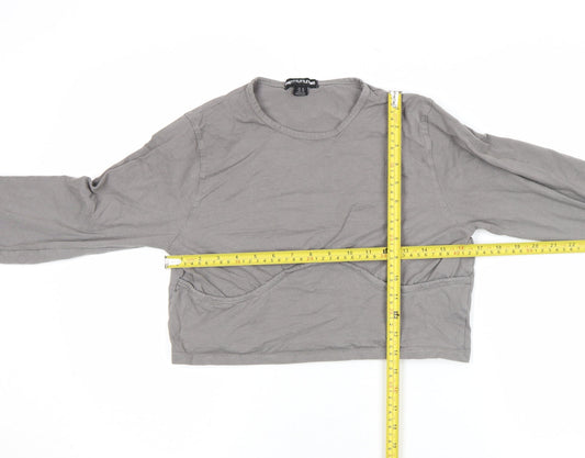 PrettyLittleThing Women’s Grey Cropped Long Sleeve Slim Fit Top UK 16