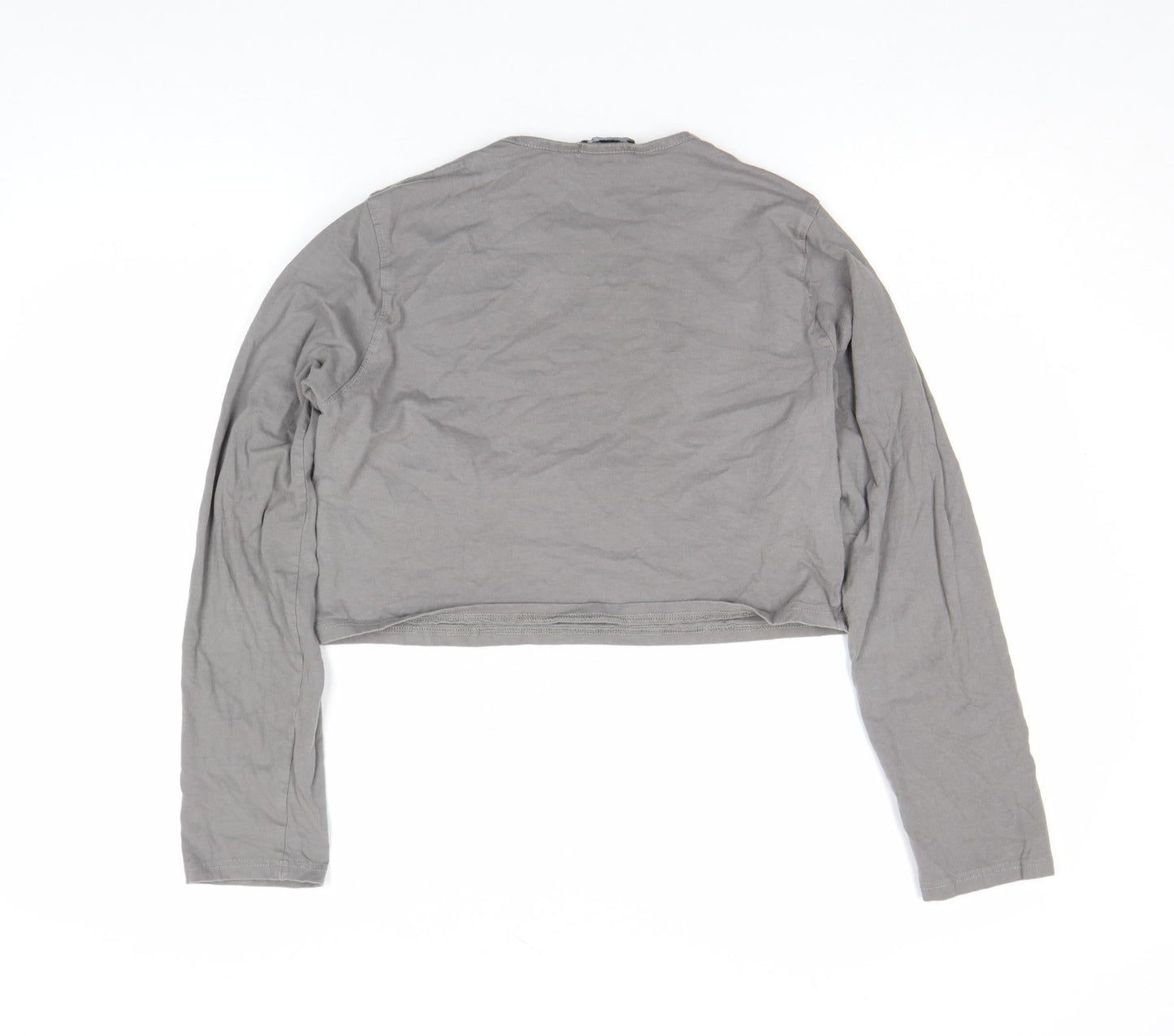 Womens UK Size 16 PRETTYLITTLETHING Grey Cropped T-Shirt