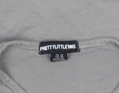 Womens UK Size 16 PRETTYLITTLETHING Grey Cropped T-Shirt