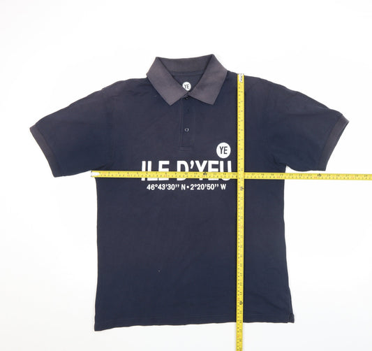 YE Collection Men's Black Cotton Polo Shirt M Regular Fit