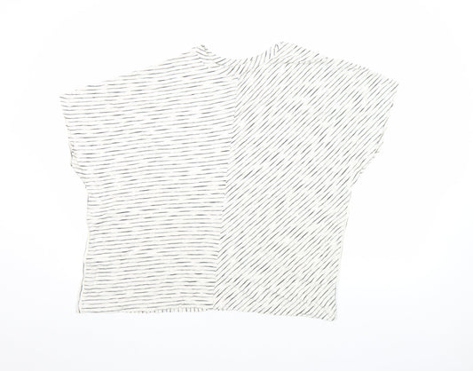 Tu Women’s White Striped Cotton Viscose T-Shirt Size 18