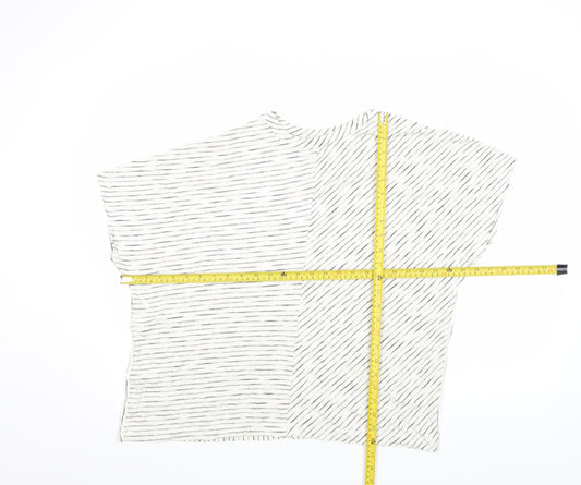 Tu Women’s White Striped Cotton Viscose T-Shirt Size 18