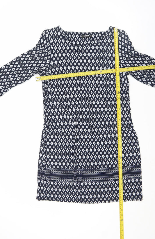 Dunnes Stores Women Blue Geometric Shift Dress Size 10