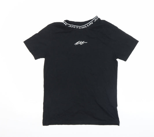 Next Boys Black Cotton Logo Crew Neck Short Sleeve T-Shirt 11 Years