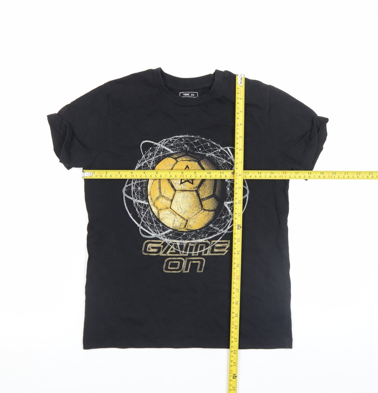 Next Boys Black Graphic Football Game On Short Sleeve T-Shirt 8 Years