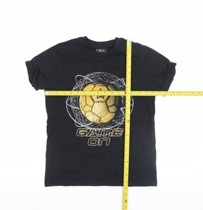 Next Boys Black Graphic Football Game On Short Sleeve T-Shirt 8 Years