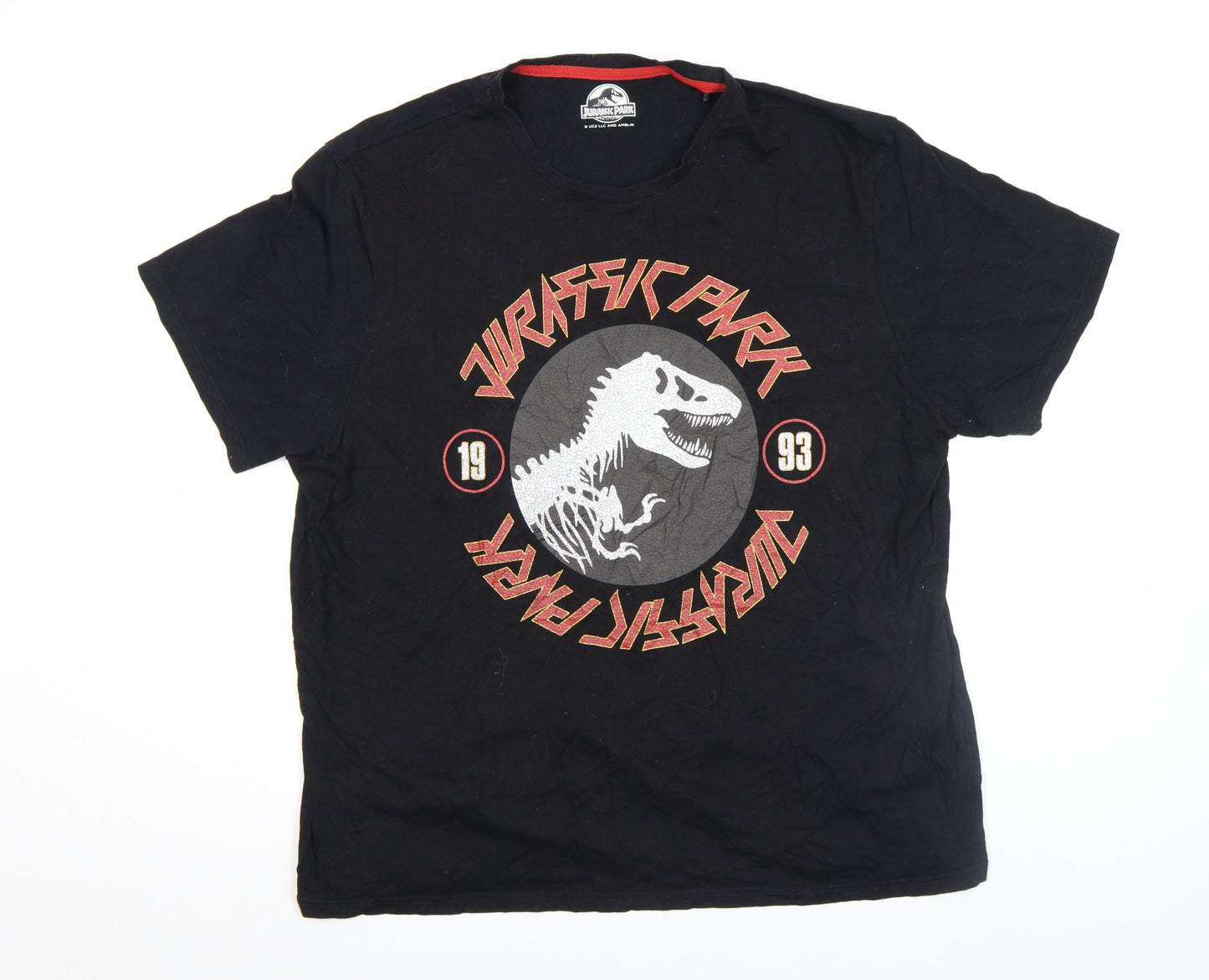 George Men’s Black Jurassic Park Graphic T-Shirt 2XL Cotton