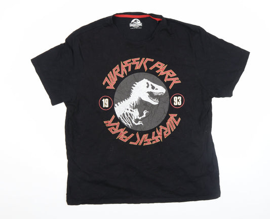 George Men’s Black Jurassic Park Graphic T-Shirt 2XL Cotton