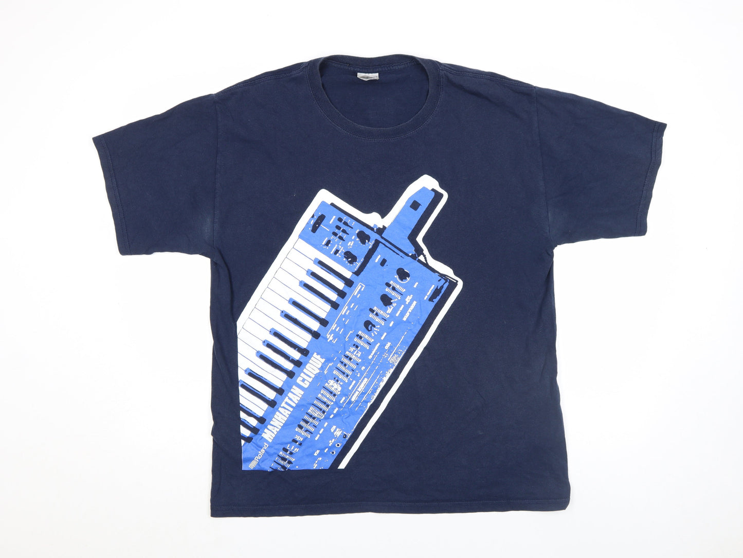 Mens UK Size L Gildan Blue  T-Shirt