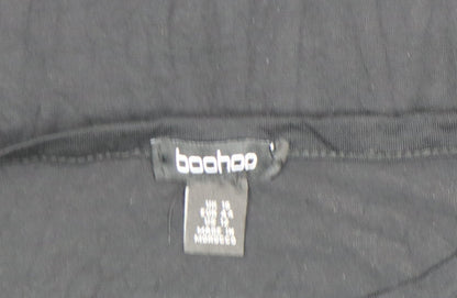 Boohoo Womens Black Crochet Fringe Tunic Top Size 16