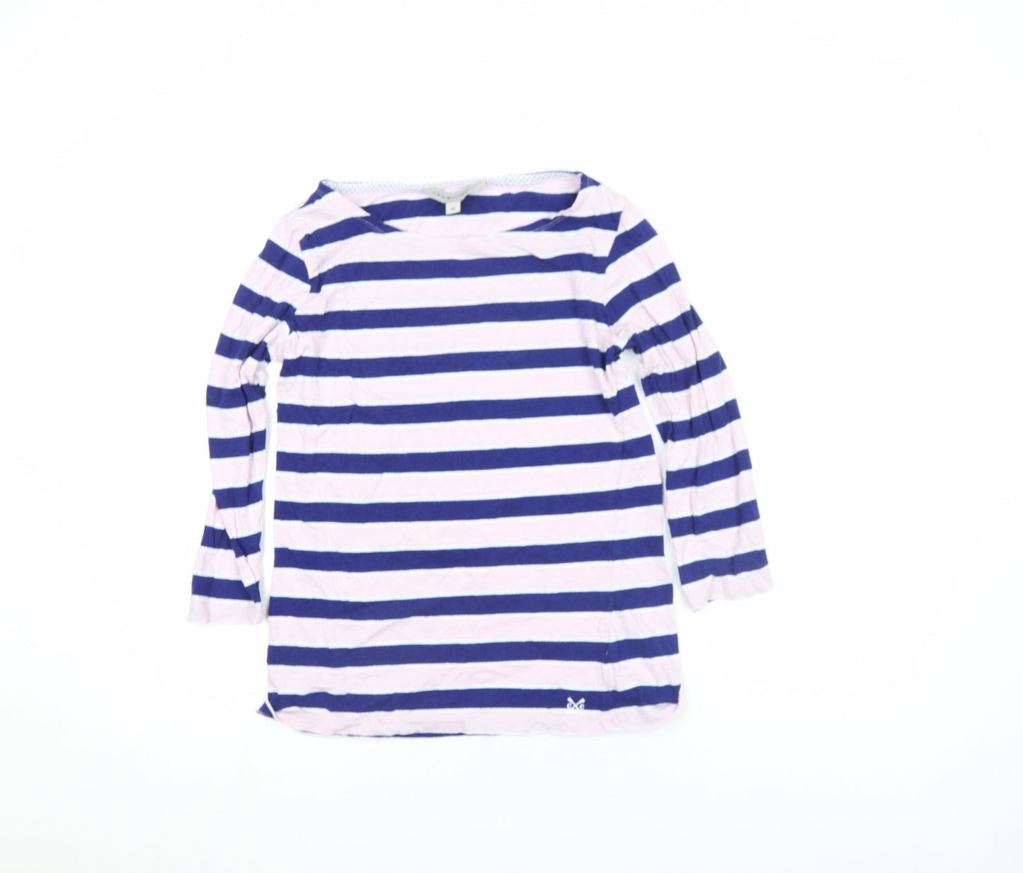 Crew Clothing Co. Women’s Blue Striped Long Sleeve Boat Neck Cotton Top Size 10