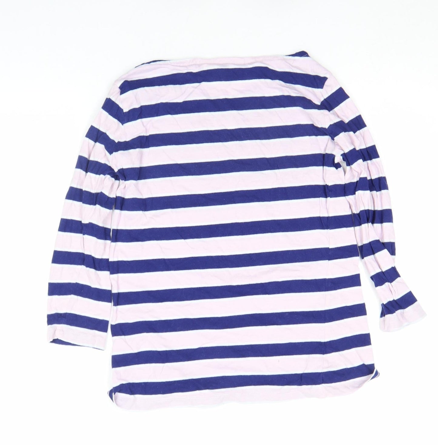 Crew Clothing Co. Women’s Blue Striped Long Sleeve Boat Neck Cotton Top Size 10