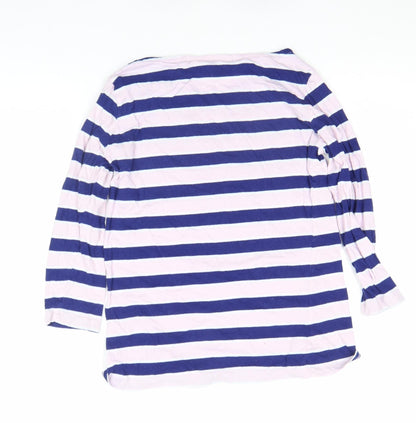Crew Clothing Co. Women’s Blue Striped Long Sleeve Boat Neck Cotton Top Size 10
