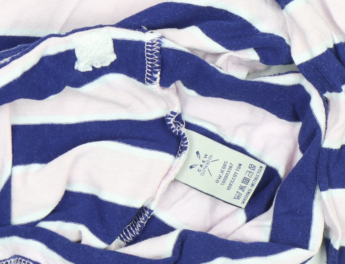 Crew Clothing Co. Women’s Blue Striped Long Sleeve Boat Neck Cotton Top Size 10