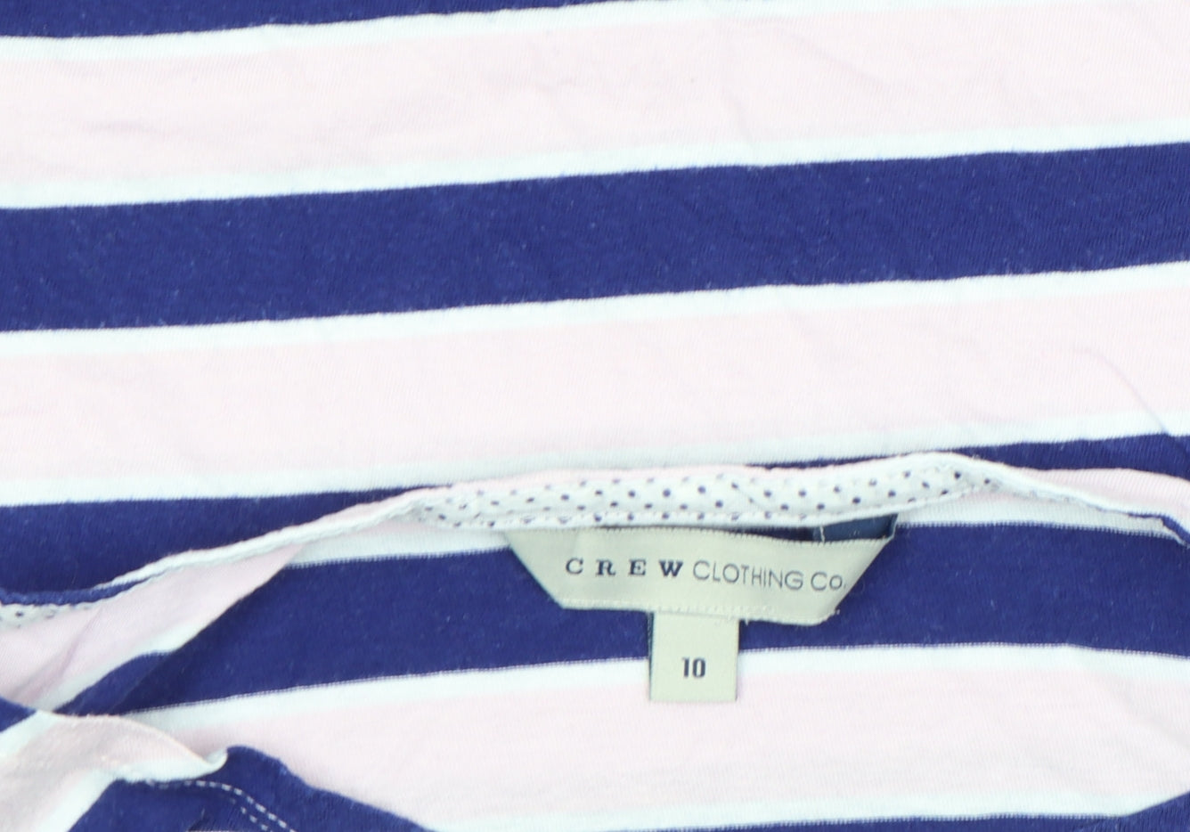 Crew Clothing Co. Women’s Blue Striped Long Sleeve Boat Neck Cotton Top Size 10