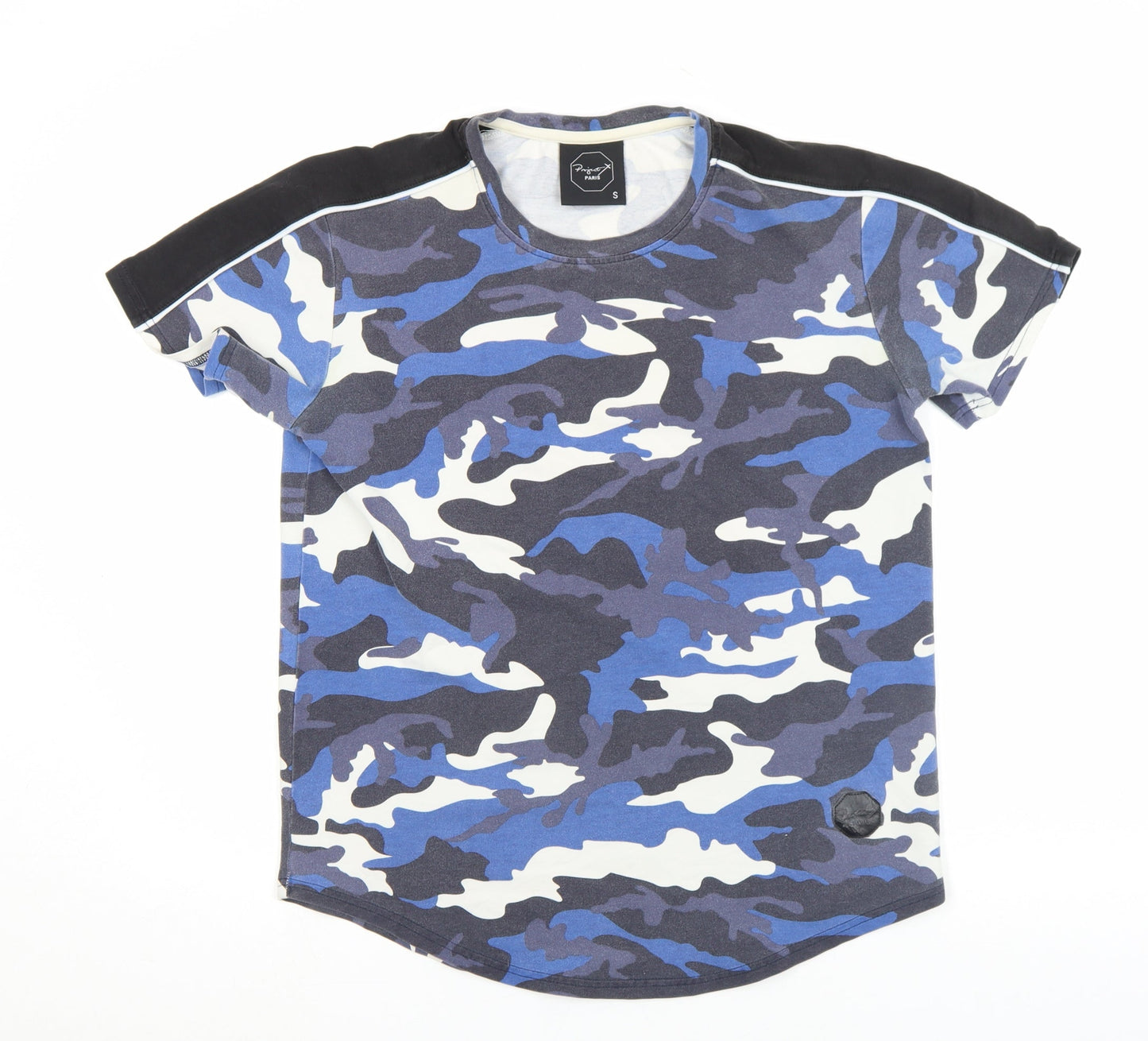 Project X Paris Men's Blue Camouflage Crew Neck T-Shirt Size S