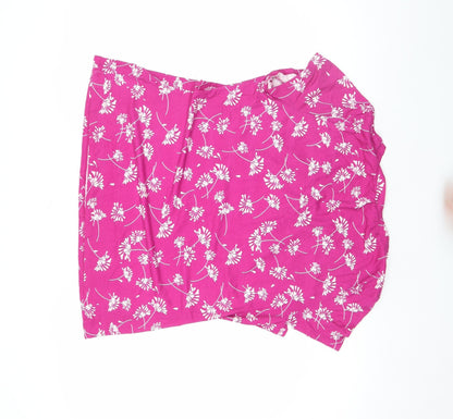 Bonmarché Women's Pink Floral Short Sleeve Basic T-Shirt Size 18