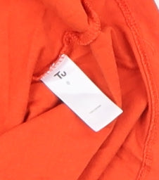 Tu Women’s Orange Cotton T-Shirt Size 8 Crew Neck Short Sleeve