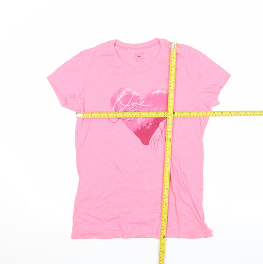 Womens UK Size S Sun Island Pink Basic T-Shirt
