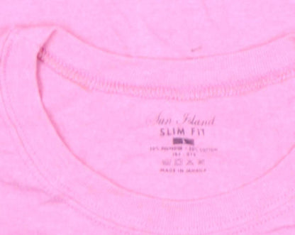 Womens UK Size S Sun Island Pink Basic T-Shirt