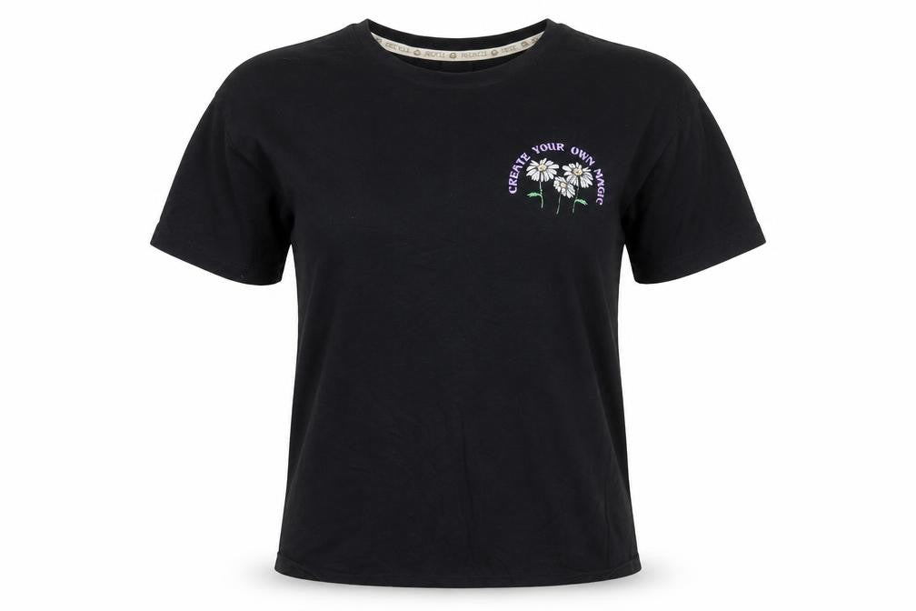 Womens UK Size S Recycle Black Basic T-Shirt