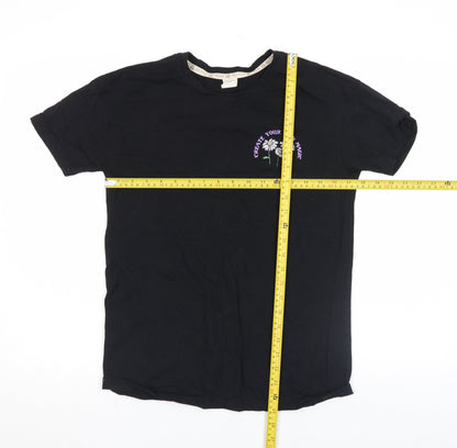 Womens UK Size S Recycle Black Basic T-Shirt