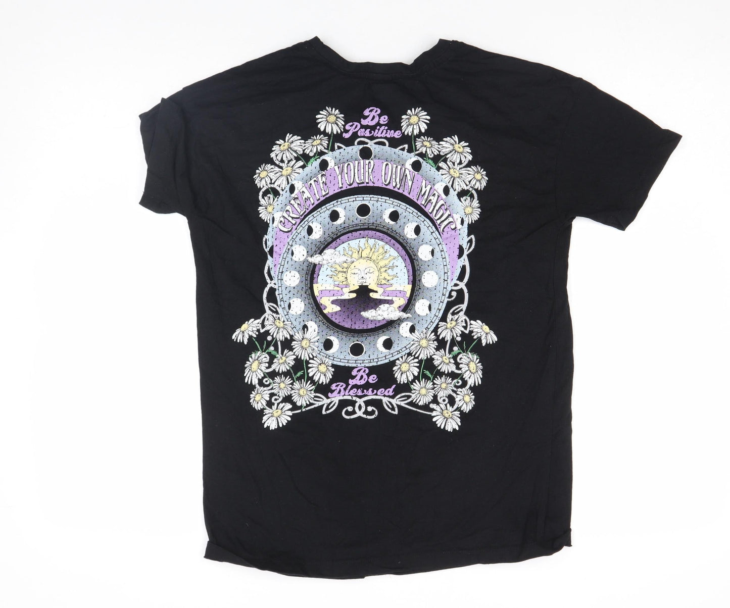 Womens UK Size S Recycle Black Basic T-Shirt