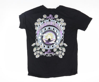Womens UK Size S Recycle Black Basic T-Shirt