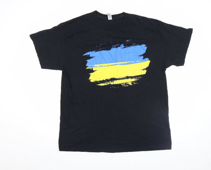 Mens UK Size L Gildan Black  T-Shirt