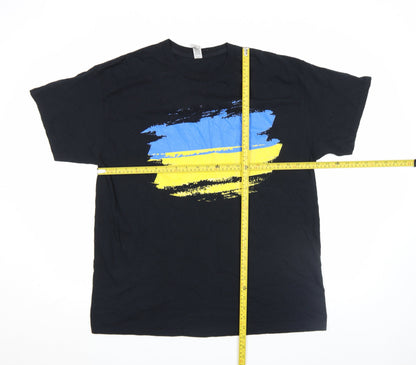 Mens UK Size L Gildan Black  T-Shirt