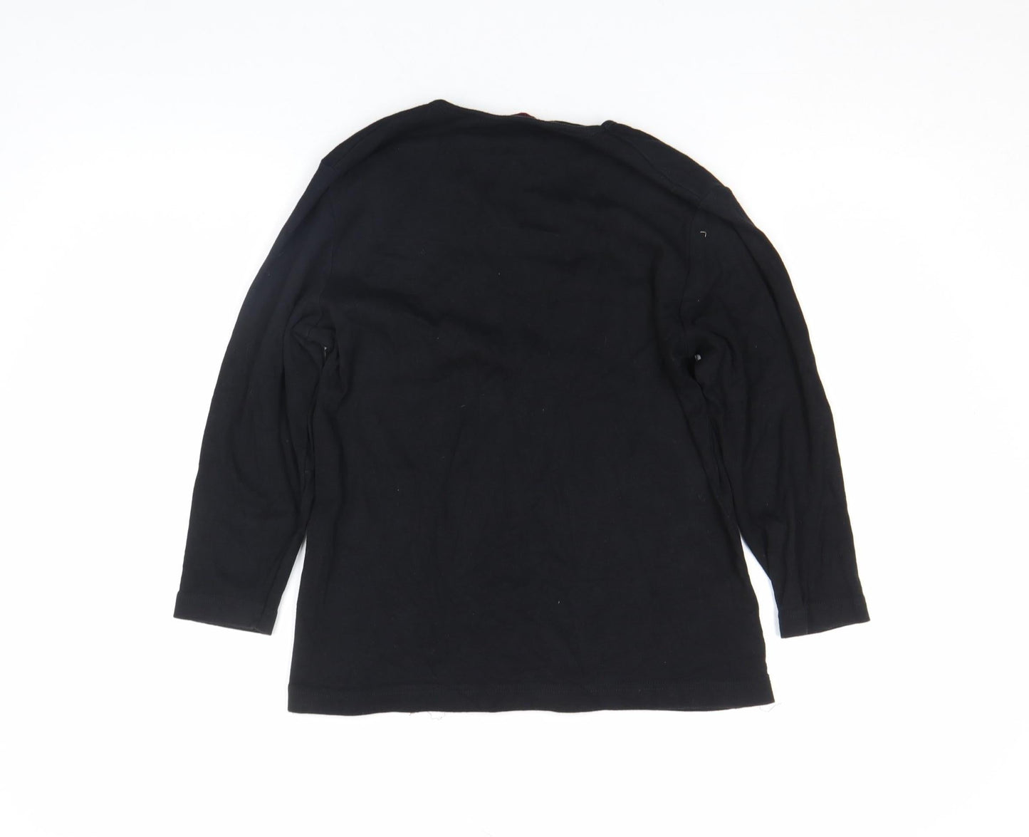 Bonmarché Women's Black Long Sleeve Beaded V-Neck Cotton Top Size L