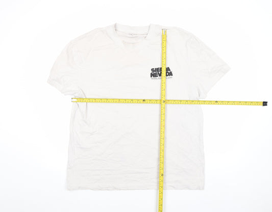 Primark Men's White L Graphic Moose Sierra Nevada Funny T-Shirt