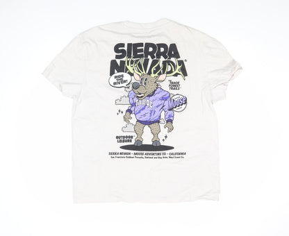 Primark Men's White L Graphic Moose Sierra Nevada Funny T-Shirt