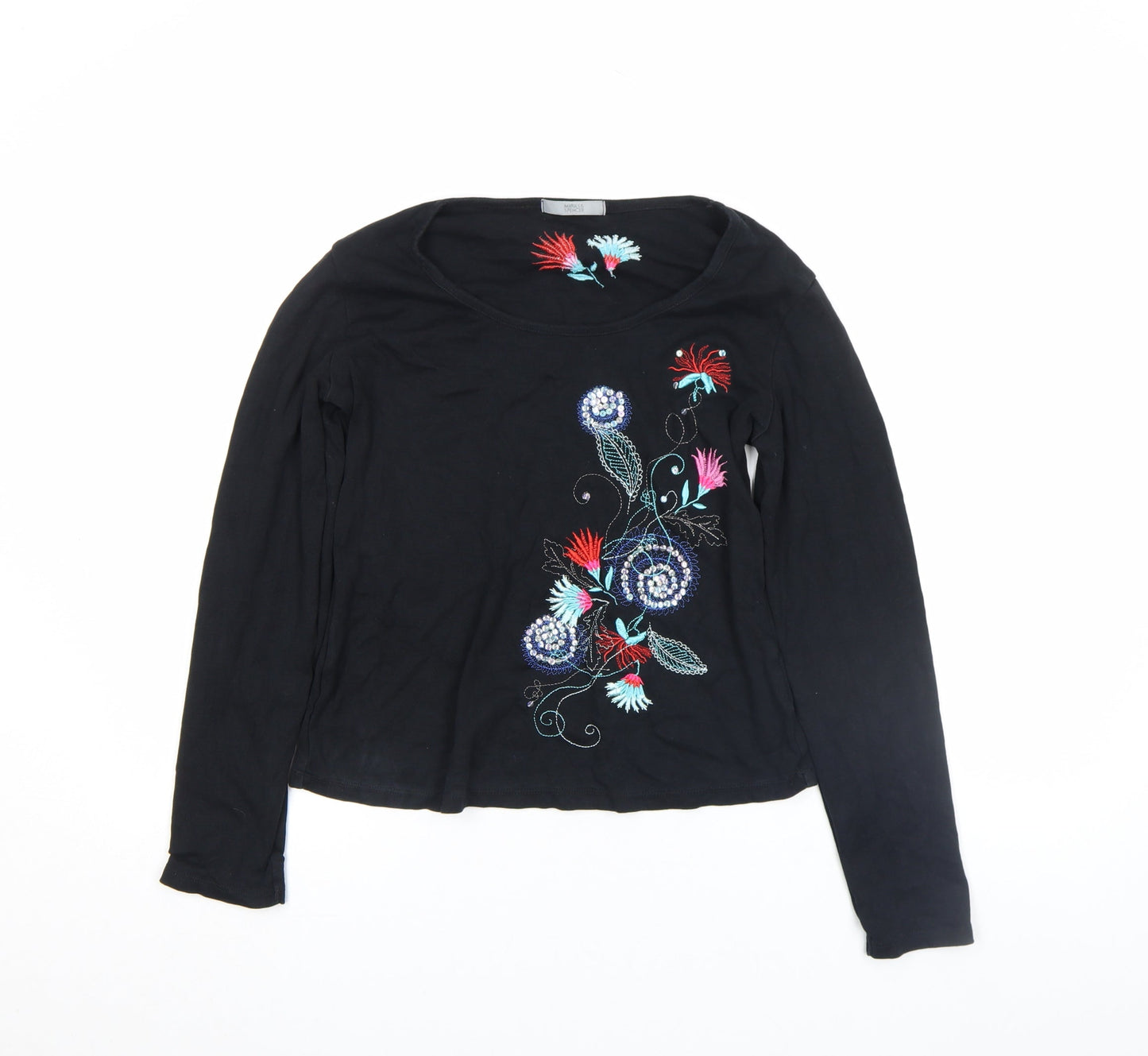 Womens UK Size S Marks and Spencer Black Basic T-Shirt