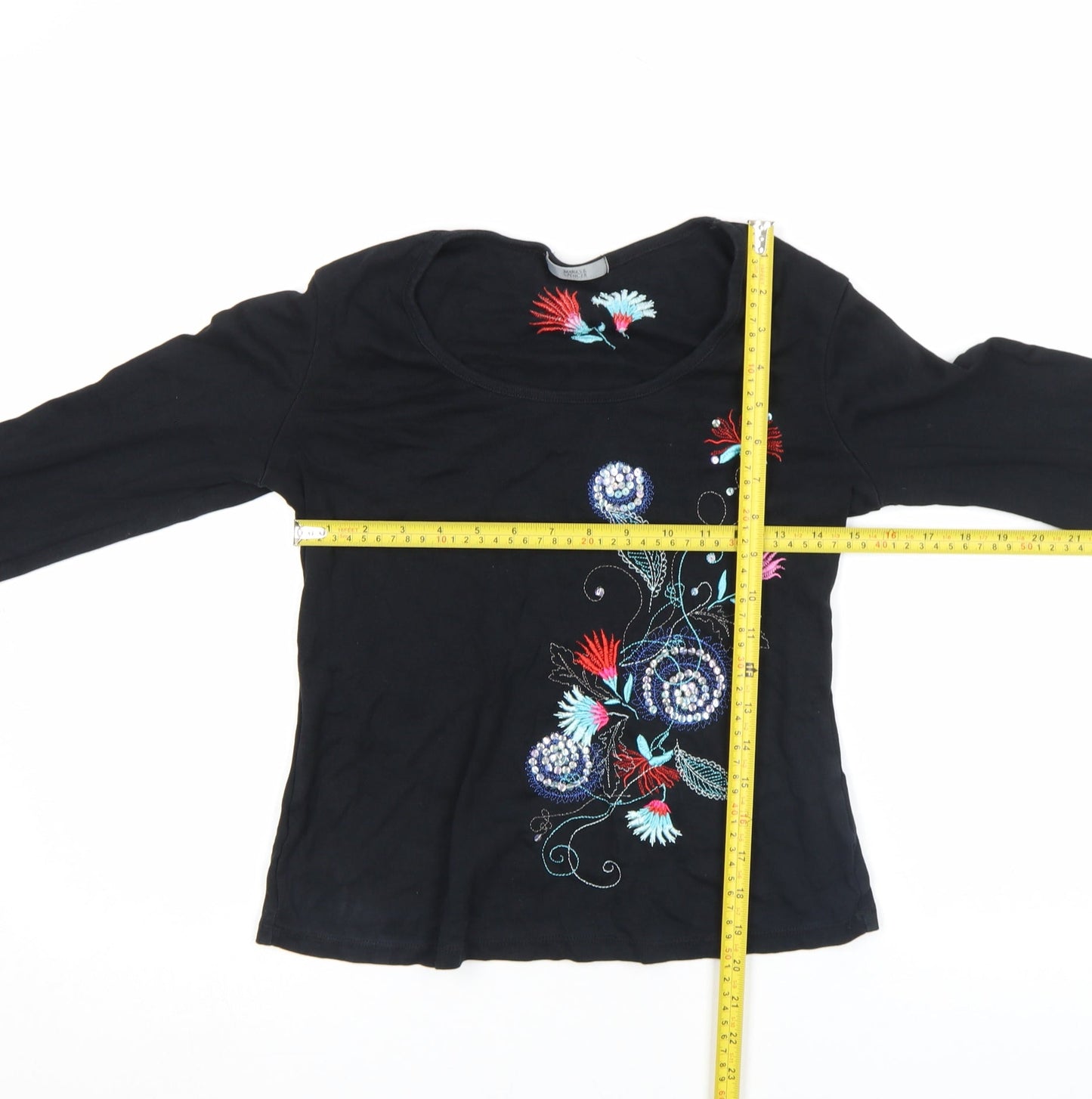 Womens UK Size S Marks and Spencer Black Basic T-Shirt