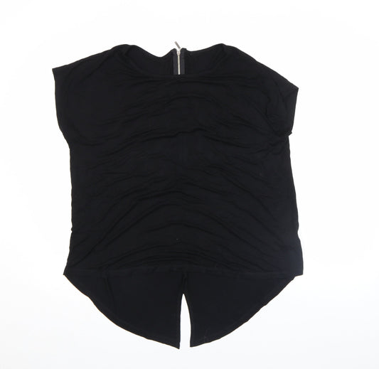 Peacocks Women’s Black Zip Back Viscose Jersey Blouse Size 18