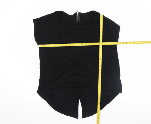 Peacocks Women’s Black Zip Back Viscose Jersey Blouse Size 18
