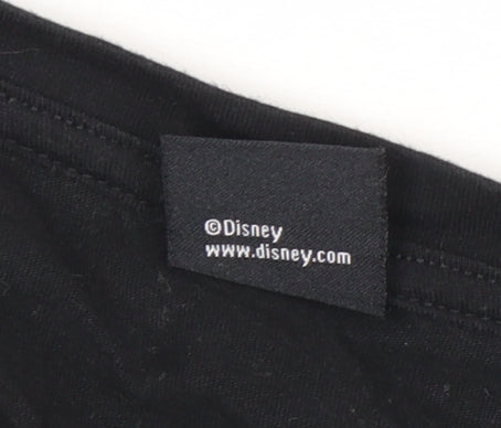 Womens UK Size M Disney Black Cropped T-Shirt