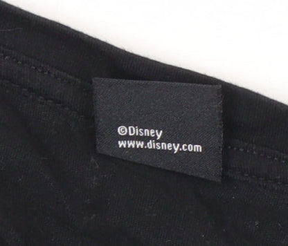 Womens UK Size M Disney Black Cropped T-Shirt
