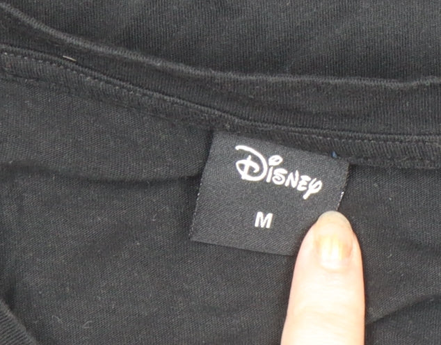 Womens UK Size M Disney Black Cropped T-Shirt