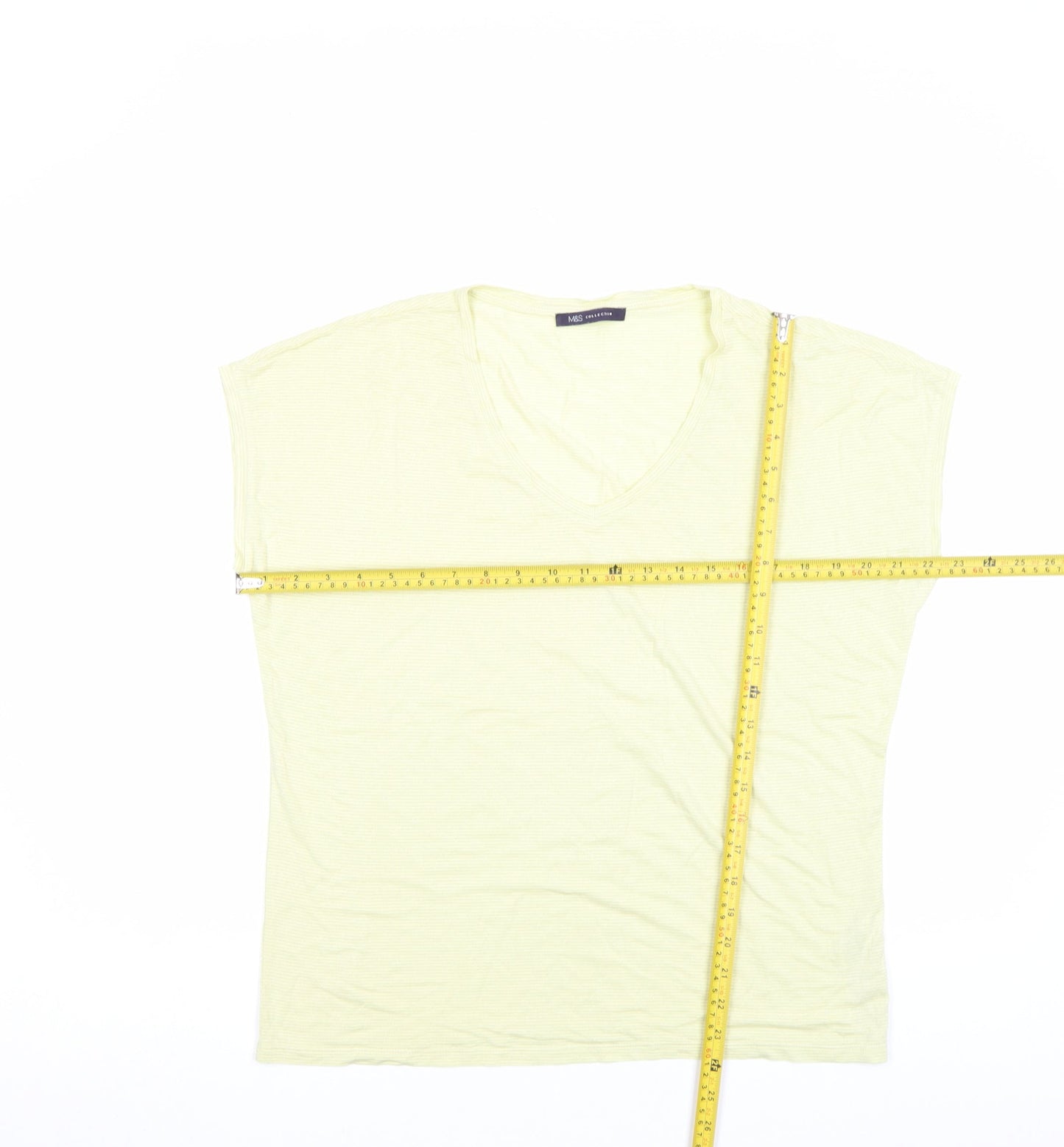 Womens UK Size 12 Marks and Spencer Yellow Basic T-Shirt